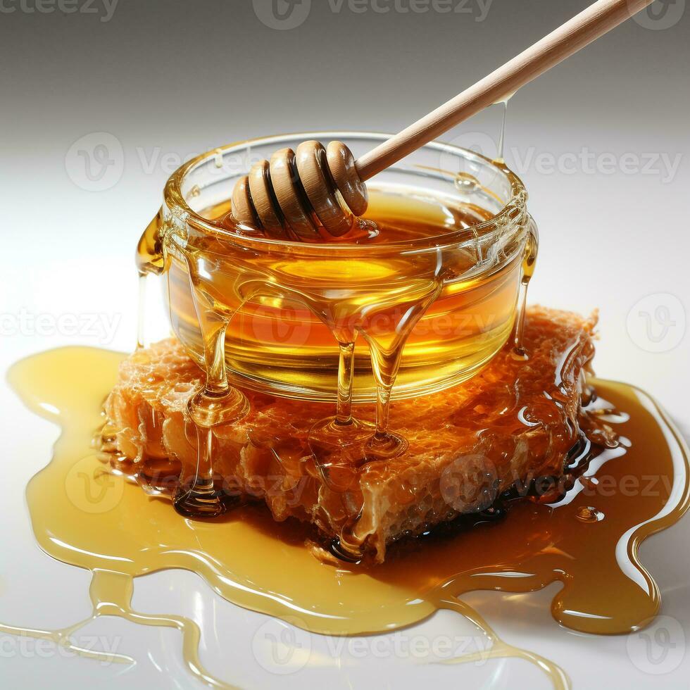 Sweet original honey from bees photo