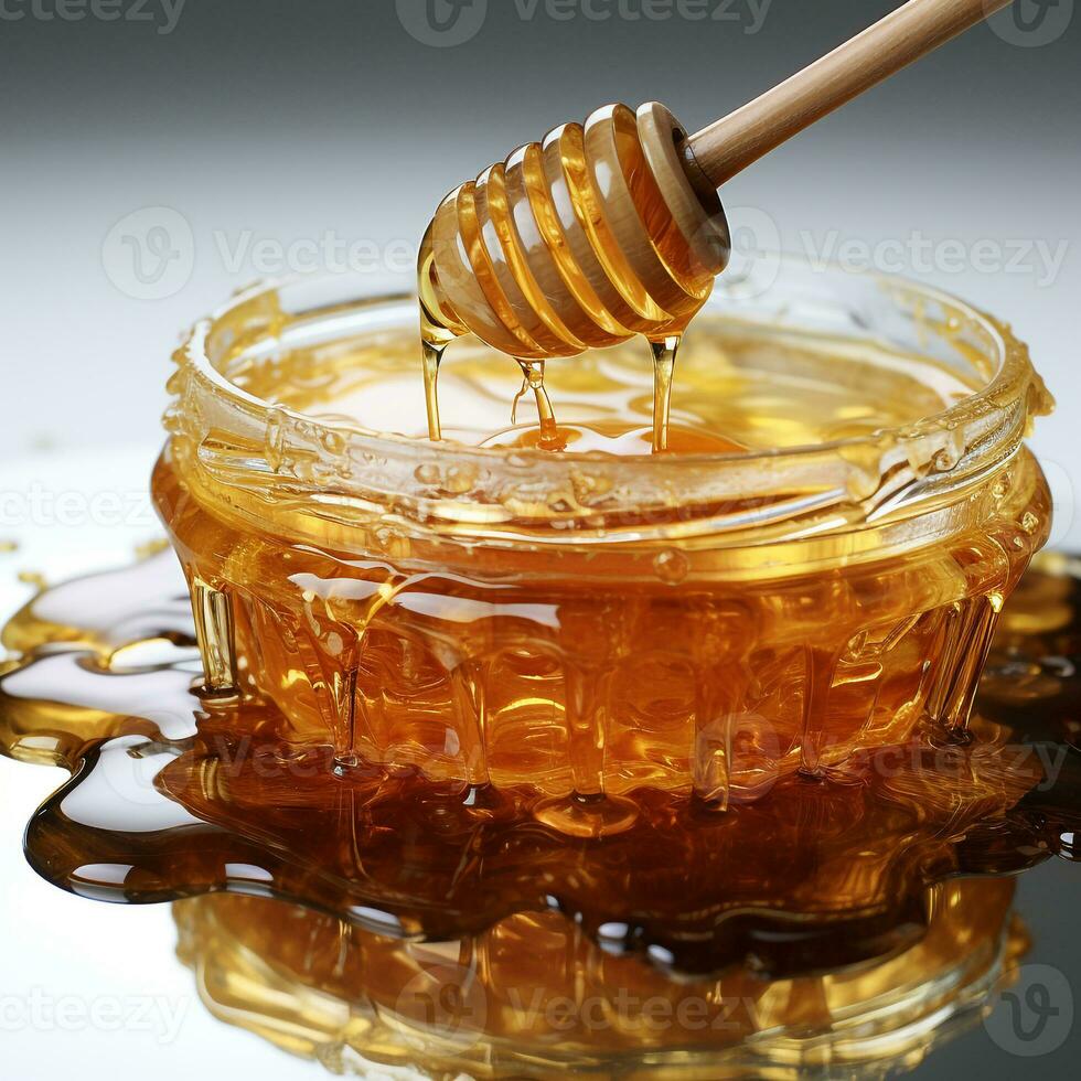 Sweet original honey from bees photo