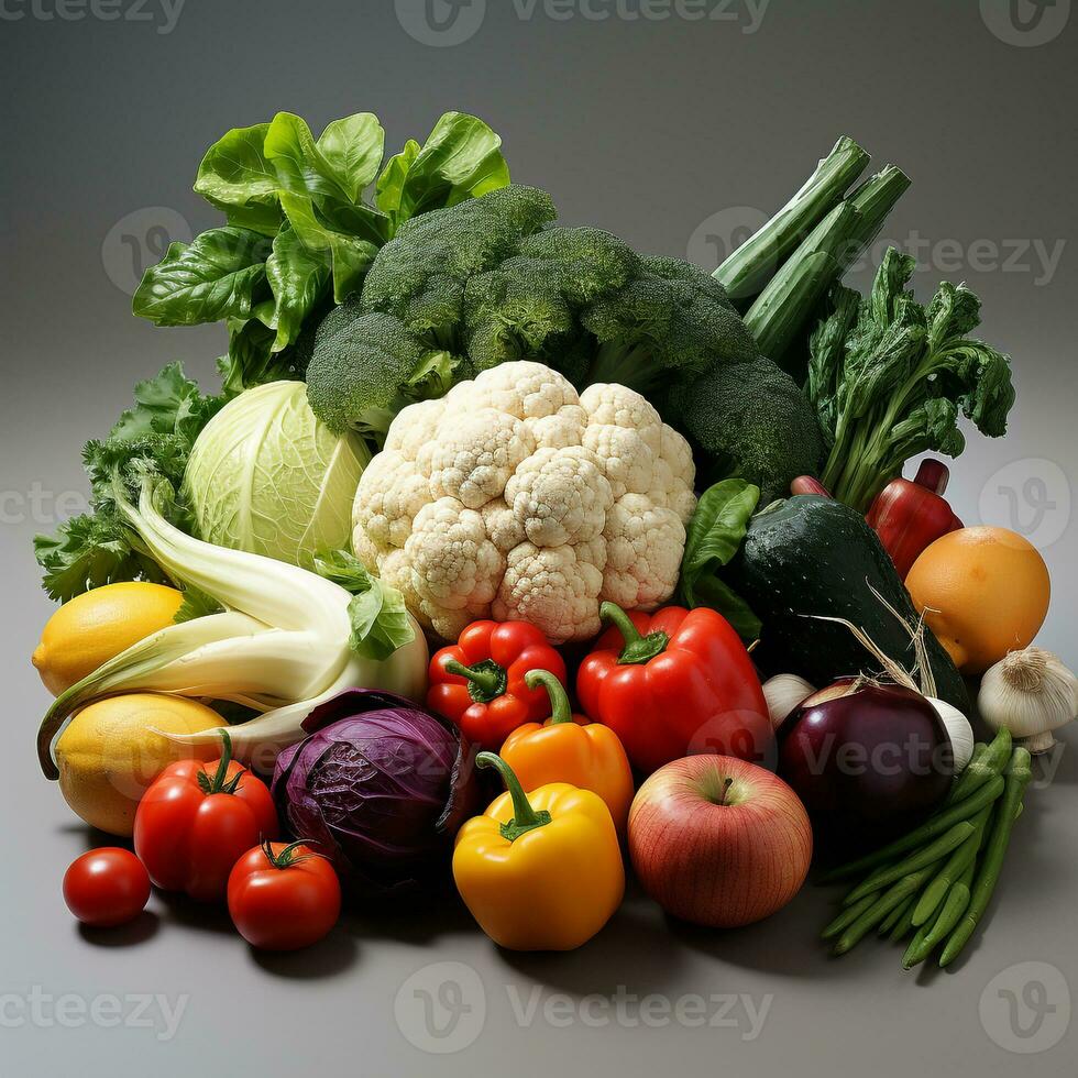 Fresh vegetables on white background photo