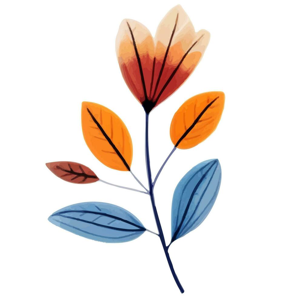 Hand drawn flower in the traditional ethnic folklore style. Bright watercolor foliage vector