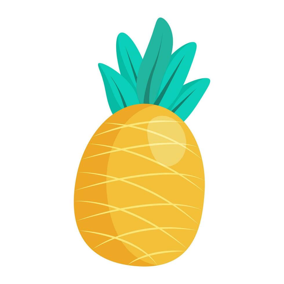 Yellow pinaple, vector illustration on white background