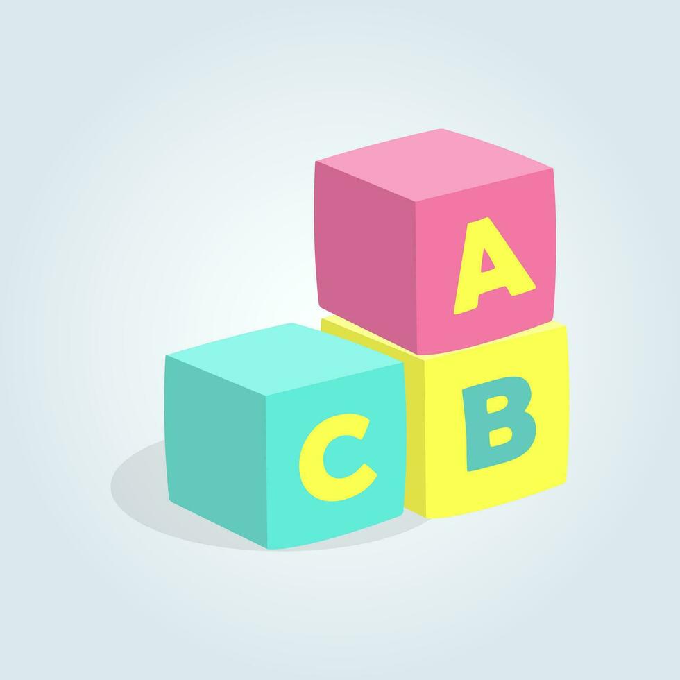 Soft aphabet cubes with letters. Vector illustration. Kids toys
