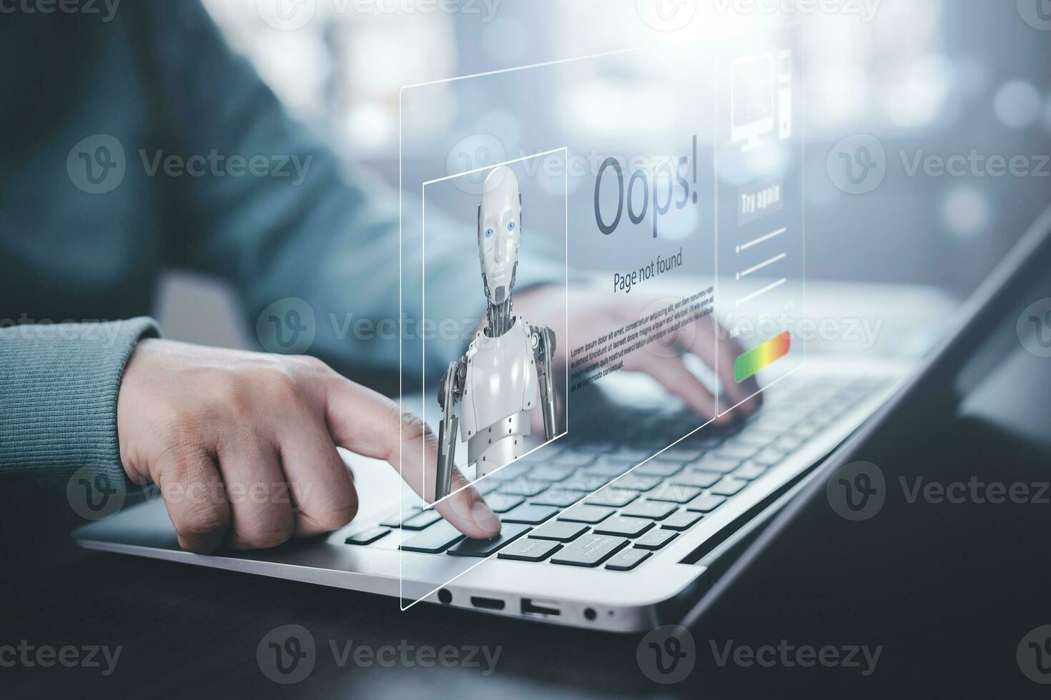 Man using laptop and touch bar Chat bot Chat with AI, Artificial Intelligence,System Artificial intelligence an artificial intelligence chatbot, Digital chatbot, Robot application, conversation photo