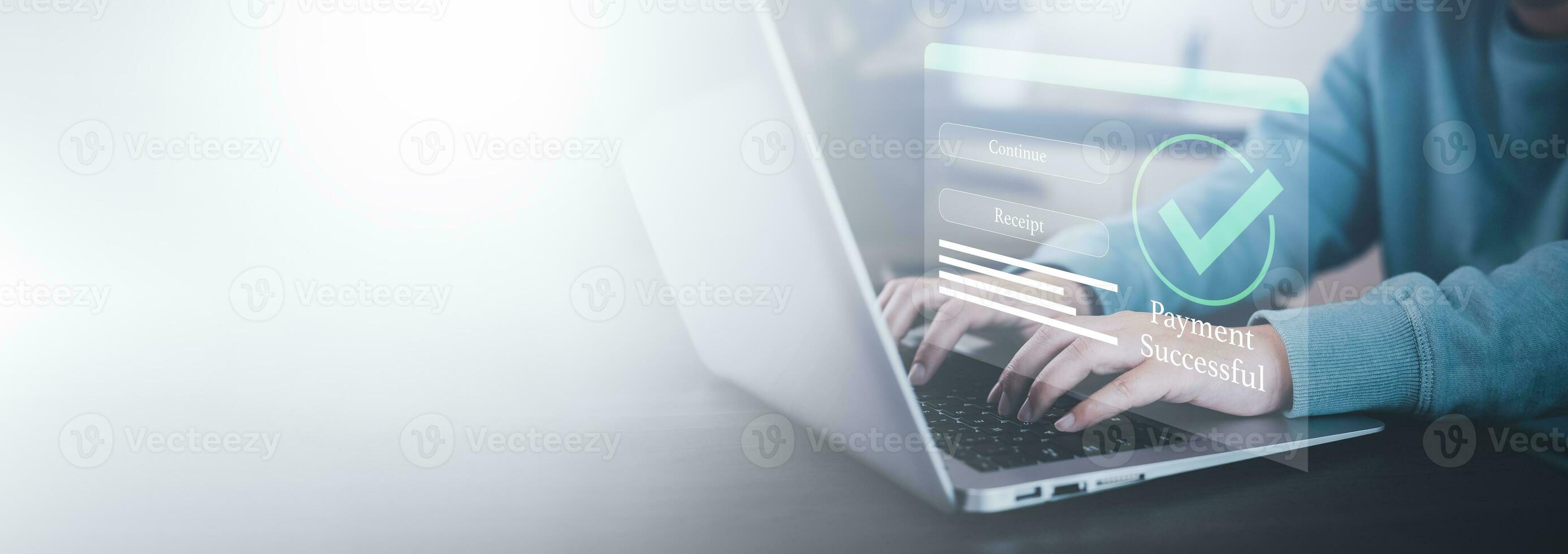 Online payment with digital marketing, Smartphone with banking online bill payment Approved concept button, credit card and network connection icon on business technology virtual screen background photo