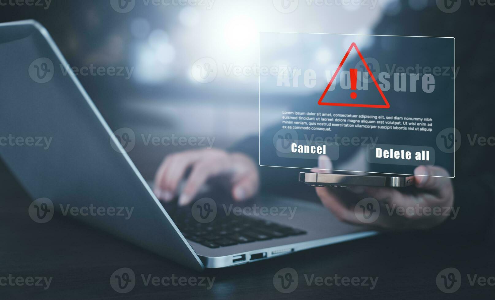 Cyber security password login online concept,Email with laptop spam and virus computer monitor internet security, Electronic send message. Spam, junk and e-marketing, Spam Email Pop-up Warning. photo