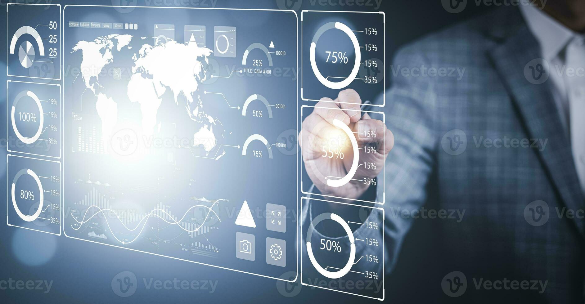 Working Data Analytics and Data Management Systems and Metrics connected to corporate strategy database for Finance, Intelligence,  Business Analytics with Key Performance Indicators, social network photo