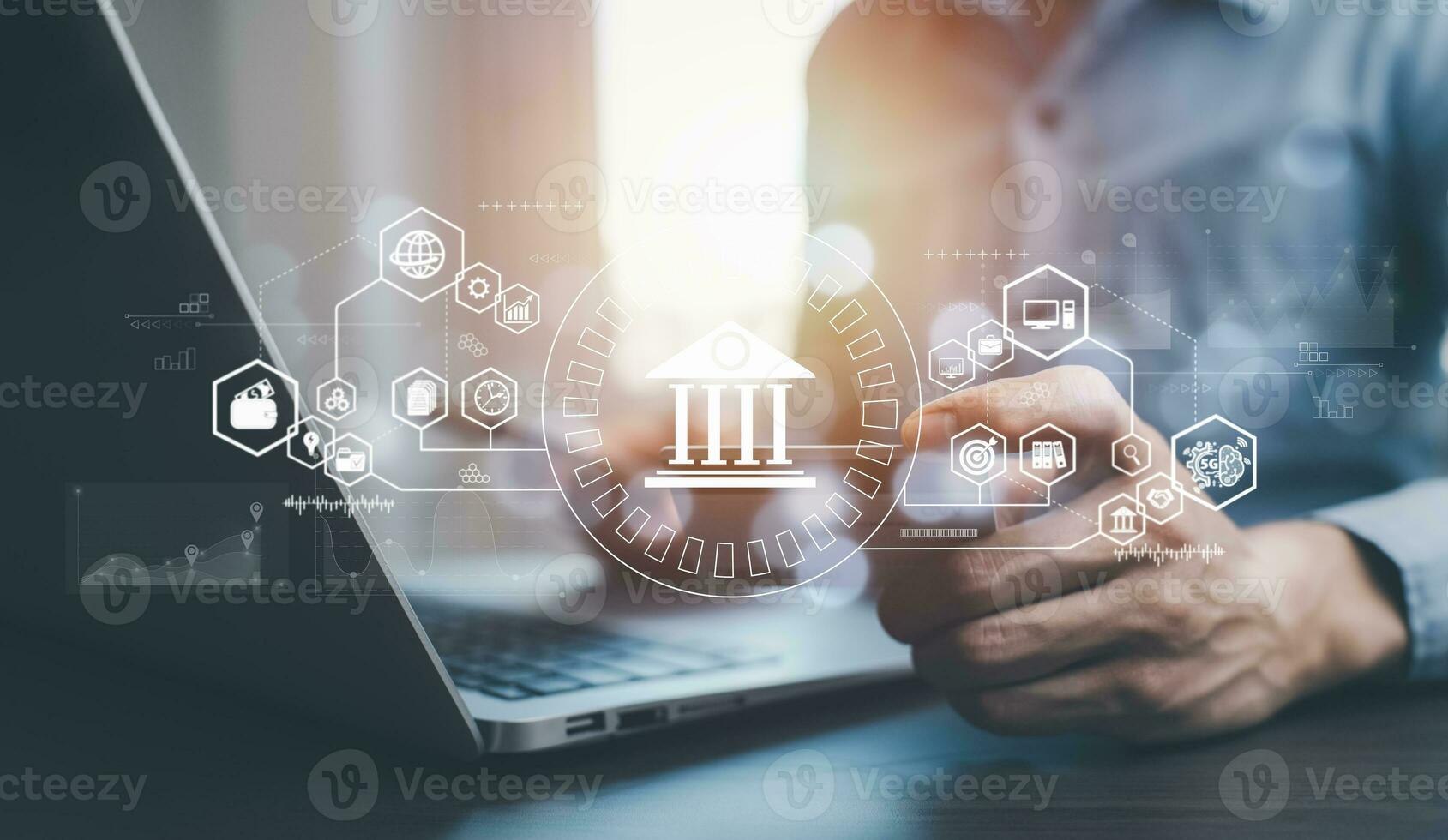 finance and banking digital, businessmen holding online banking and payments, Finance and banking networks. AI, Customer networking connection, Digital marketing. cyber security. Business technology. photo