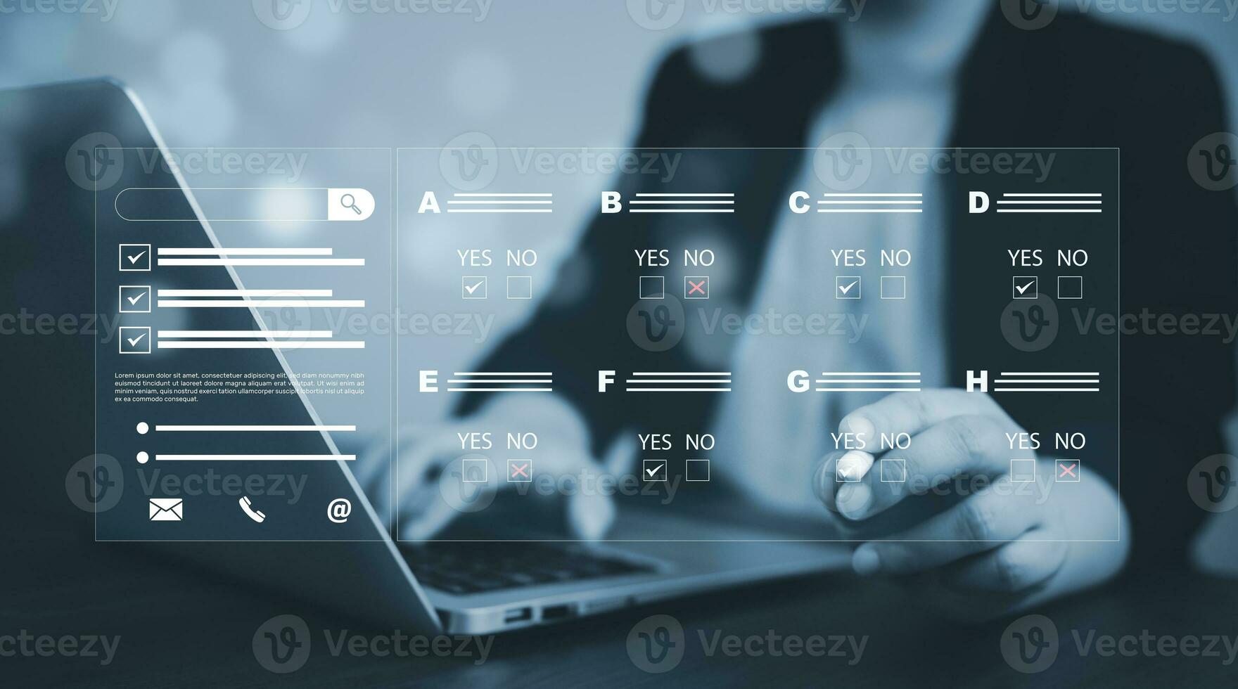 checklist and clipboard task documentation management, business people working laptop checklist questionnaire assessment form, online survey online exam Choosing the right answer in the exam photo