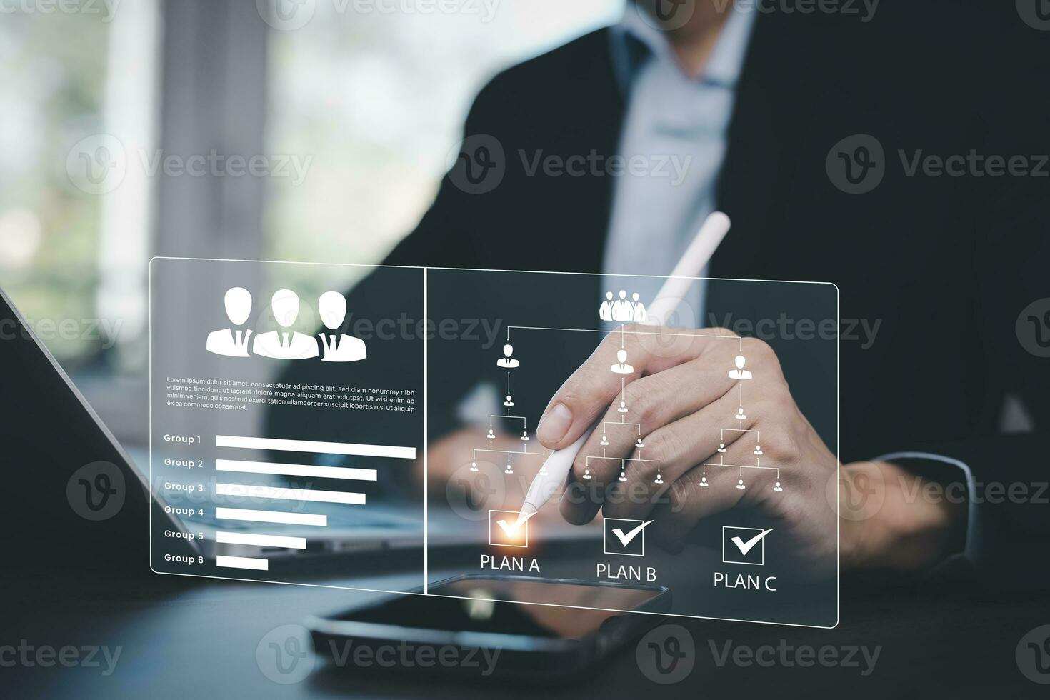 Customer Relationship Management ,Businessman hand touch people global icon structure , Data exchanges development. customer service, social media, digital marketing online, Social Internet network,HR photo