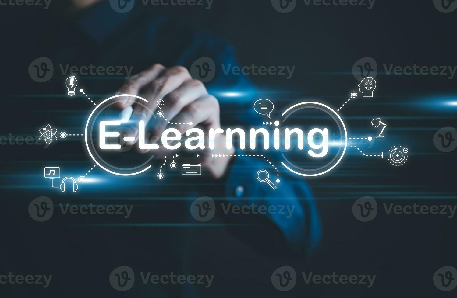 Education online or E-learning concept, E-learning certificate and online education learning workshop training, Digital courses develop skills thinking idea, Video lesson online class on the internet. photo