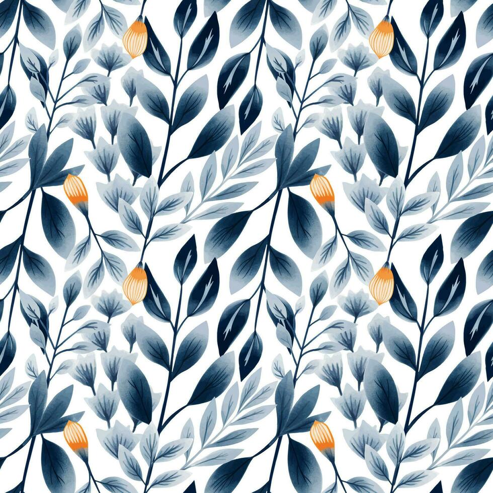 Seamless pattern with hand drawn branch, leaves, flowers. Vector pattern folklore, ethnic style. Pastel colors