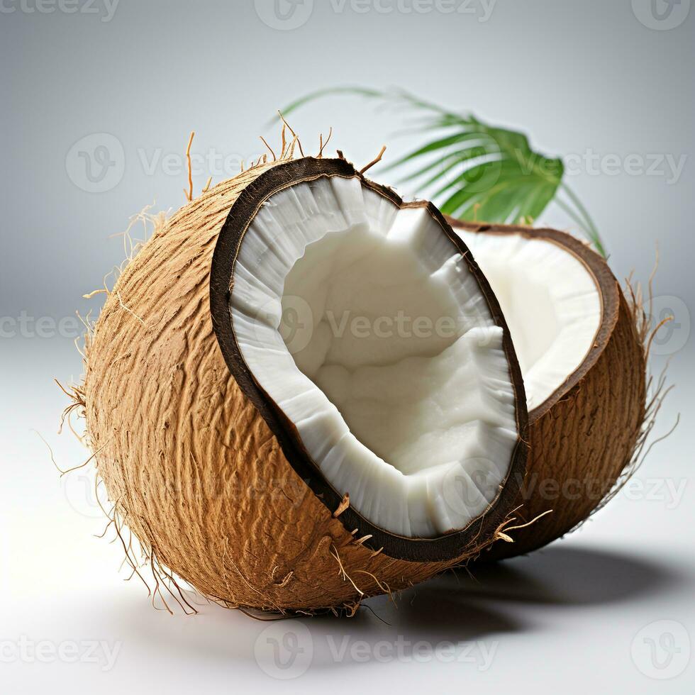 Fresh coconuts on a white background photo