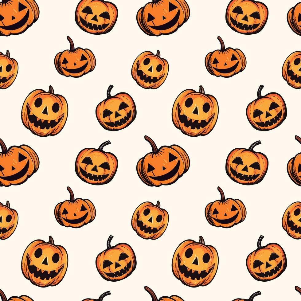 Halloween pattern with pumpkin. Autumn halloween background, vector seamless pattern.