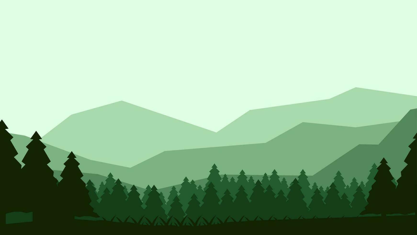 bosque paisaje vector ilustración. pino bosque silueta paisaje. profundo bosque paisaje para fondo, fondo de pantalla o aterrizaje página. parque de pino árbol en el verde colina