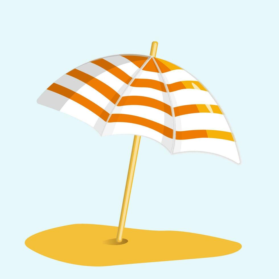 Vector Beach Umbrella, Orange and White