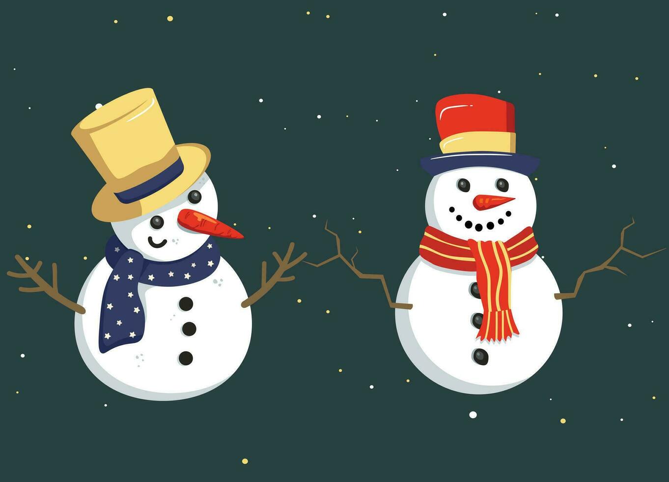 Xmas snowman character icon. Cute snowmans in hats. Christmas snowman vector illustration.