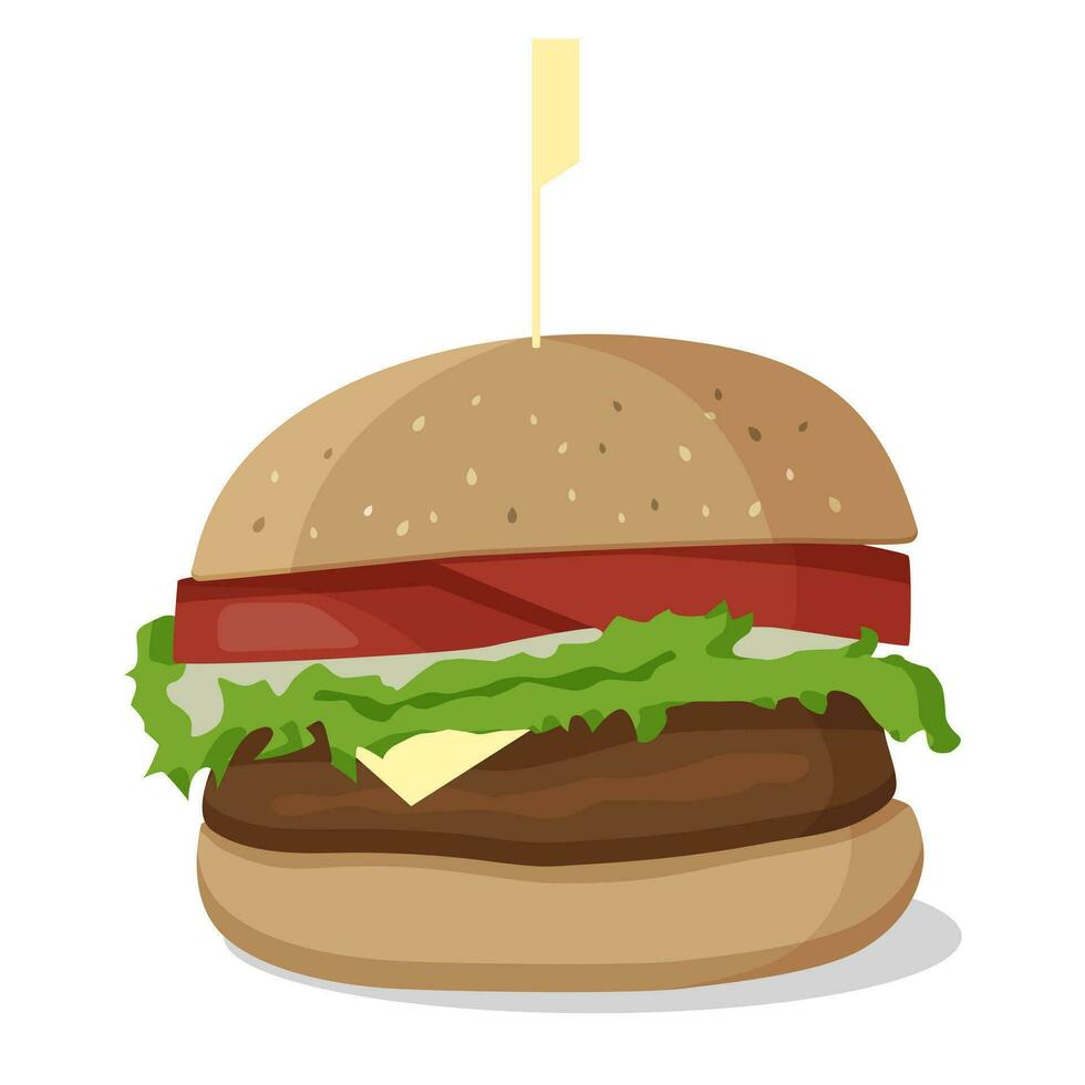 Hamburger isolated on white. Vector drawing of a humburger