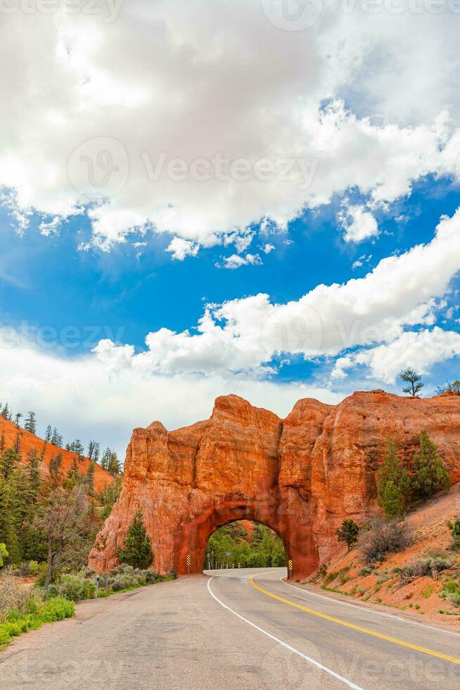 Natural stone arch Bridge in the Red Canyon National Park in Utah, USA photo