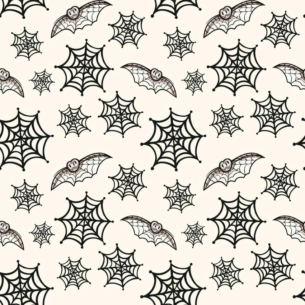 Halloween pattern with spiderweb. Autumn halloween background, vector seamless pattern.