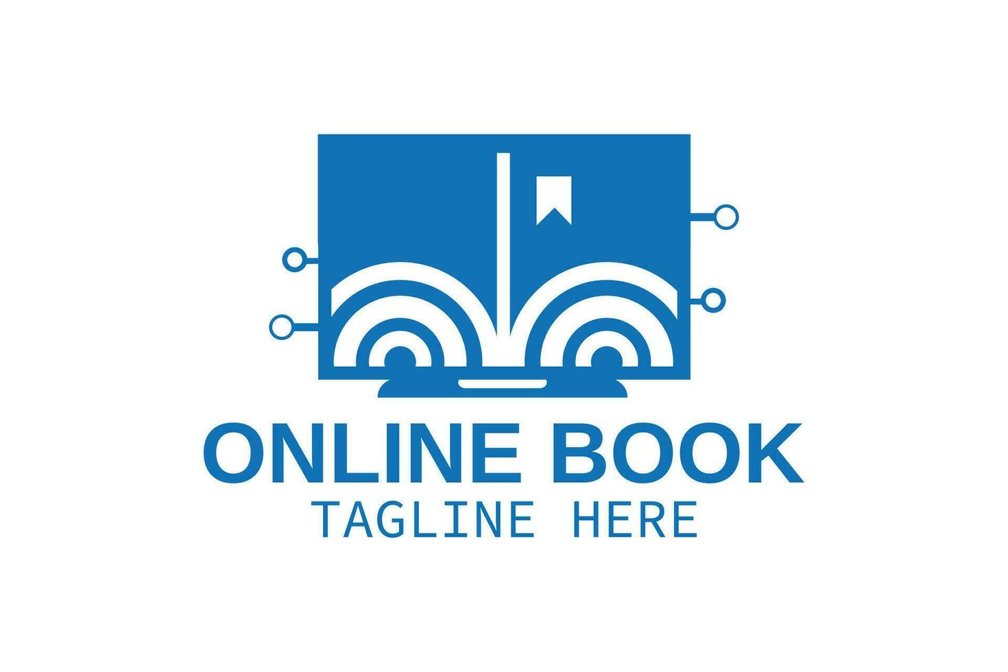 Monitor with book and wi-fi signal for online book logo design. vector