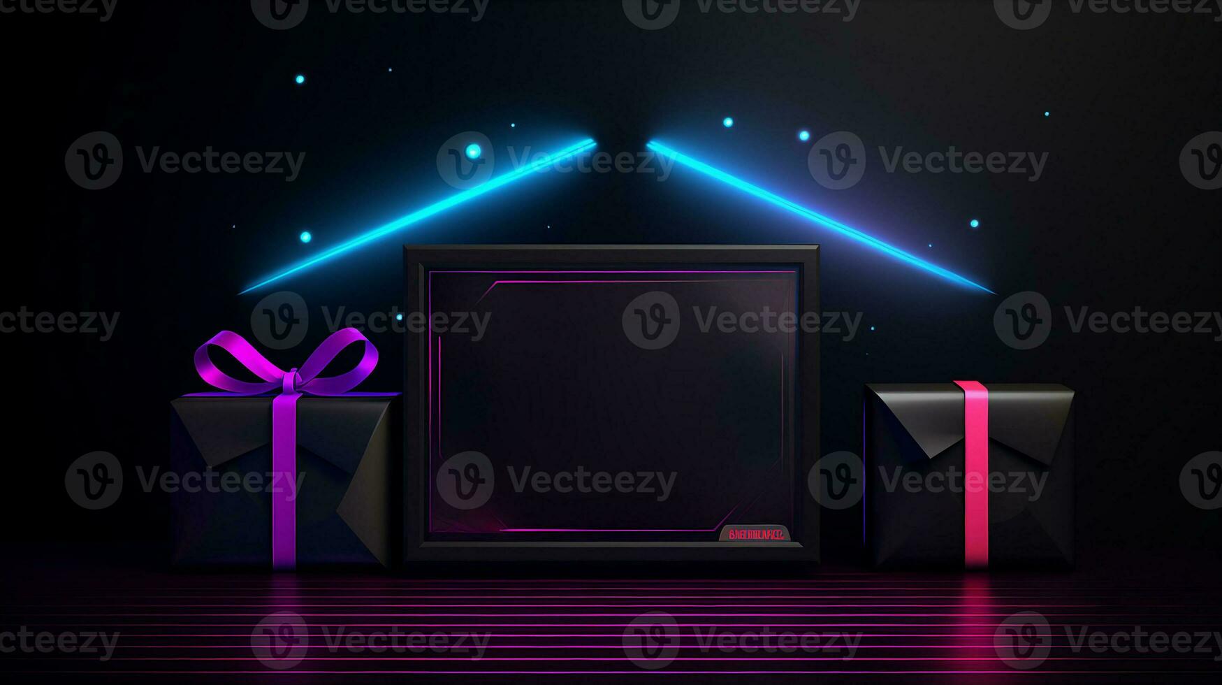 Black Friday banner with dark theme and neon accents, urging urgency in shopping. Generative AI photo