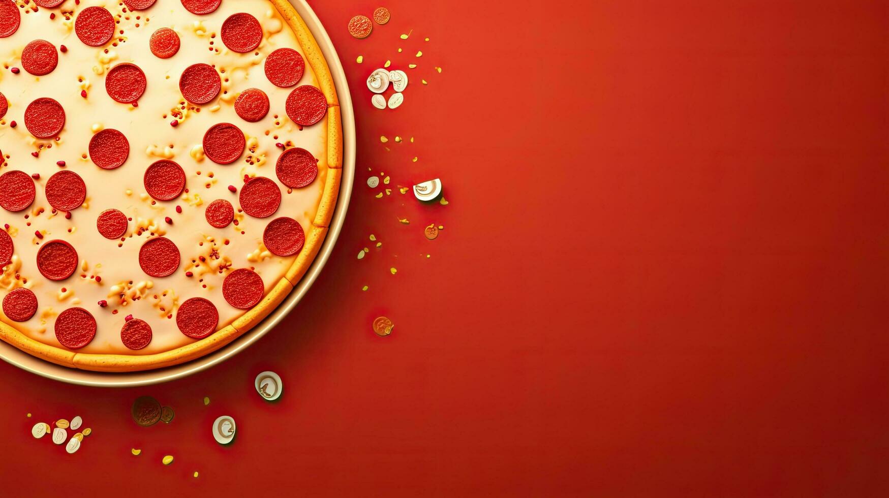 Pizza. Web banner with copy space. Generative AI photo