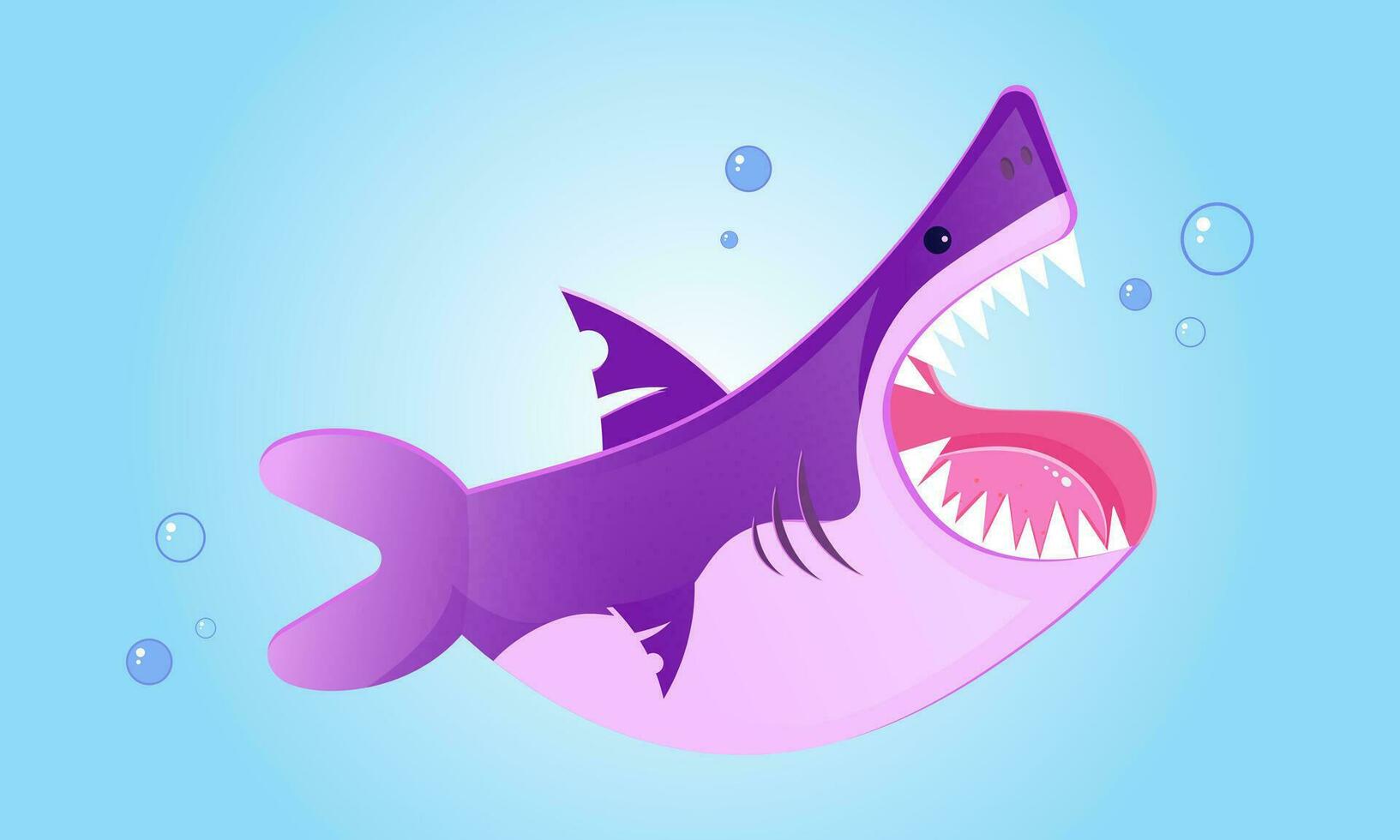 un hambriento Violeta tiburón. vector ilustración