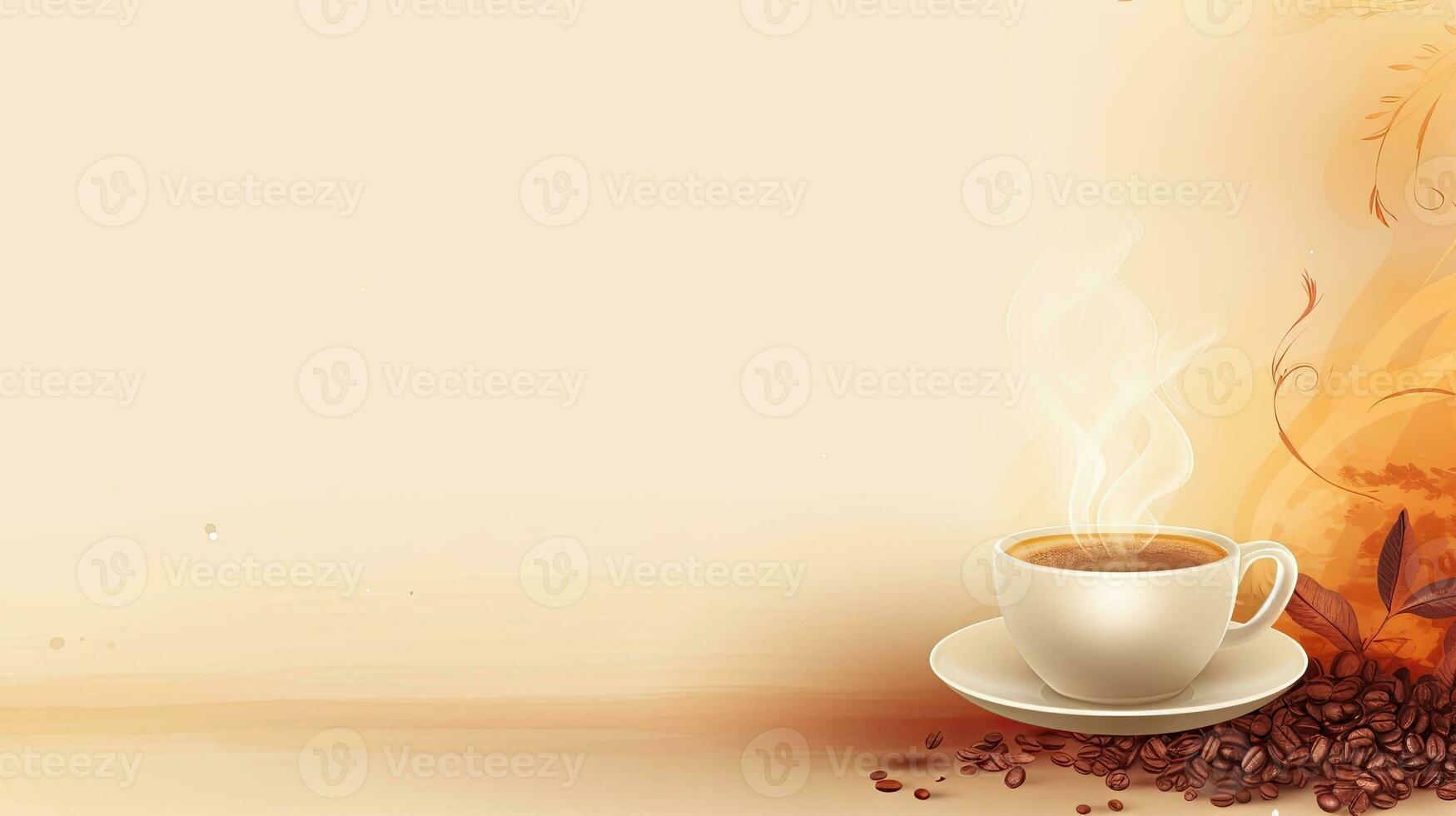 Cup of coffee, espresso, beans. Web banner with copy space. Generative AI photo