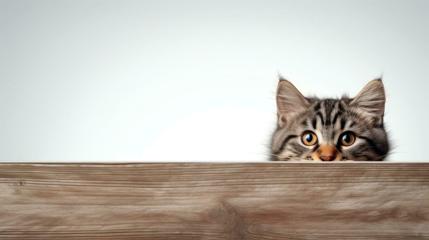 Cute cat. Web banner with copy space. Generative AI photo