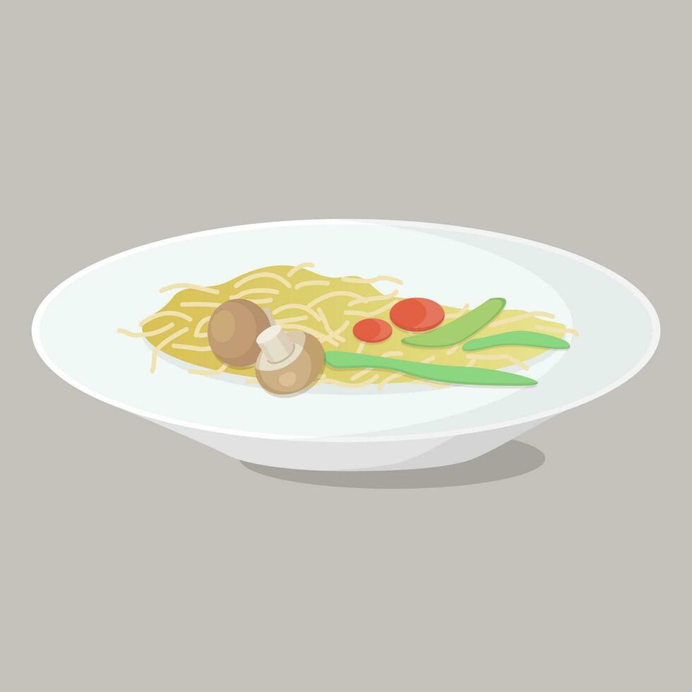 espaguetis, pasta vector diseño elemento para menú, póster. hongos ilustración