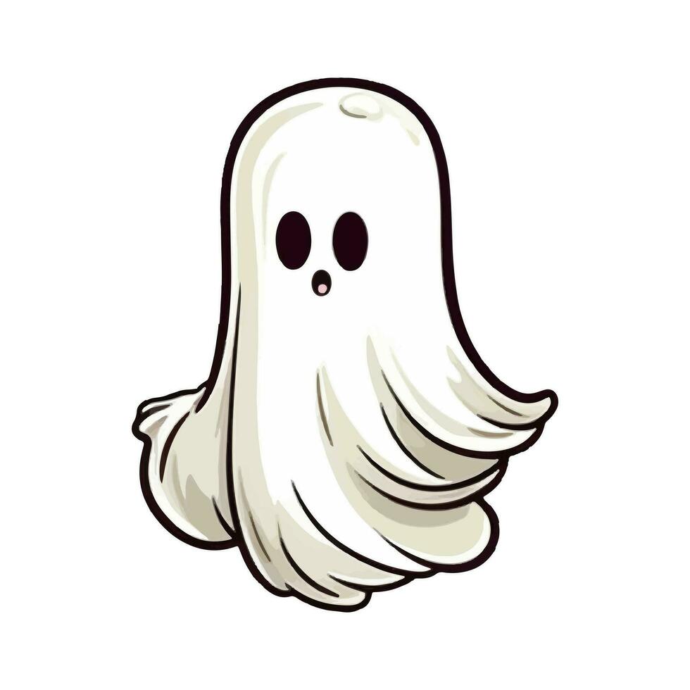 Halloween element ghost. Hand drawn vector ghost. Perfect for scrapbooking, card, invitation, poster, sticker kit.