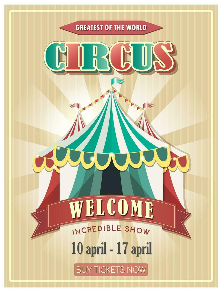 Clásico circo póster. invitación para circo magia espectáculo. vector