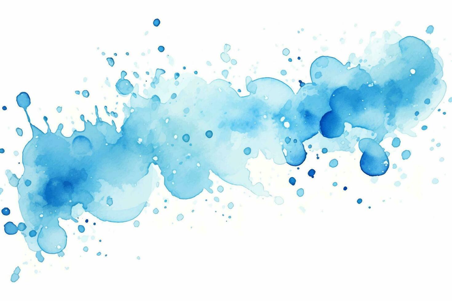 Watercolor abstract splash, spray. Color painting vector texture. Blue background.