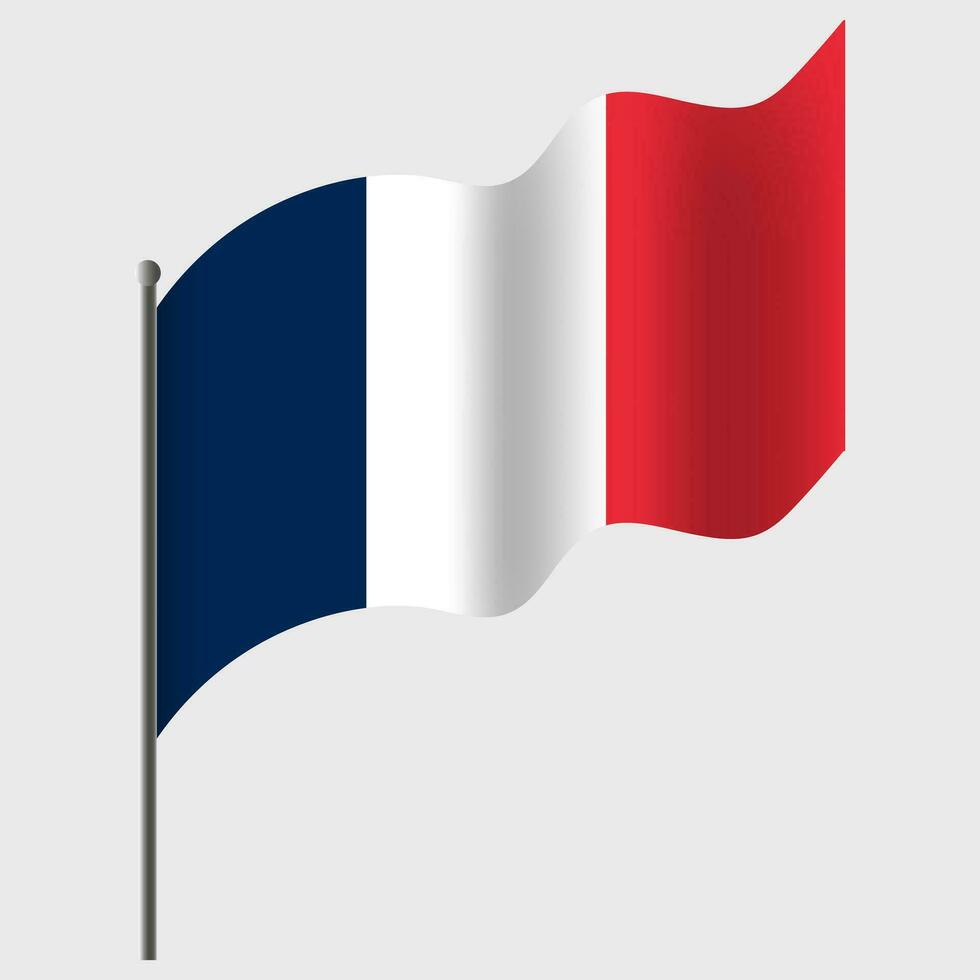 saludó Francia bandera. francés bandera en asta de bandera. vector emblema de Francia