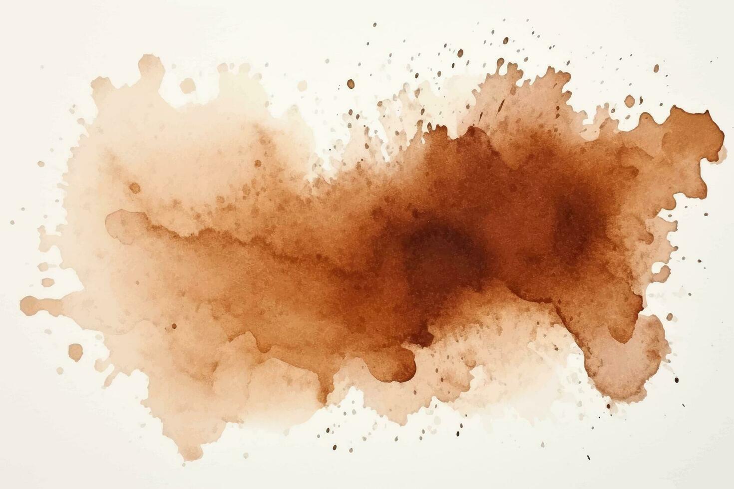 Watercolor abstract splash, spray. Color painting vector texture. Brown background.