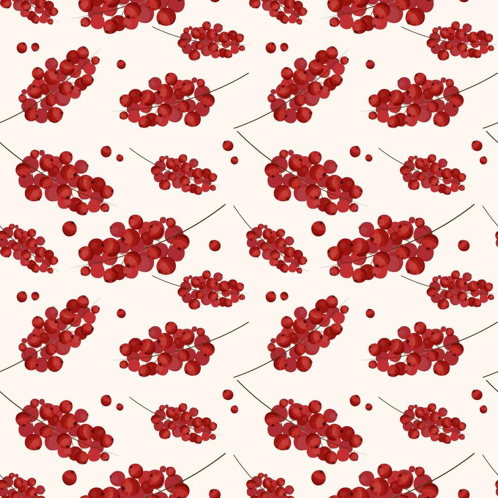 Vector seamless pattern wih red berries. Berries background.