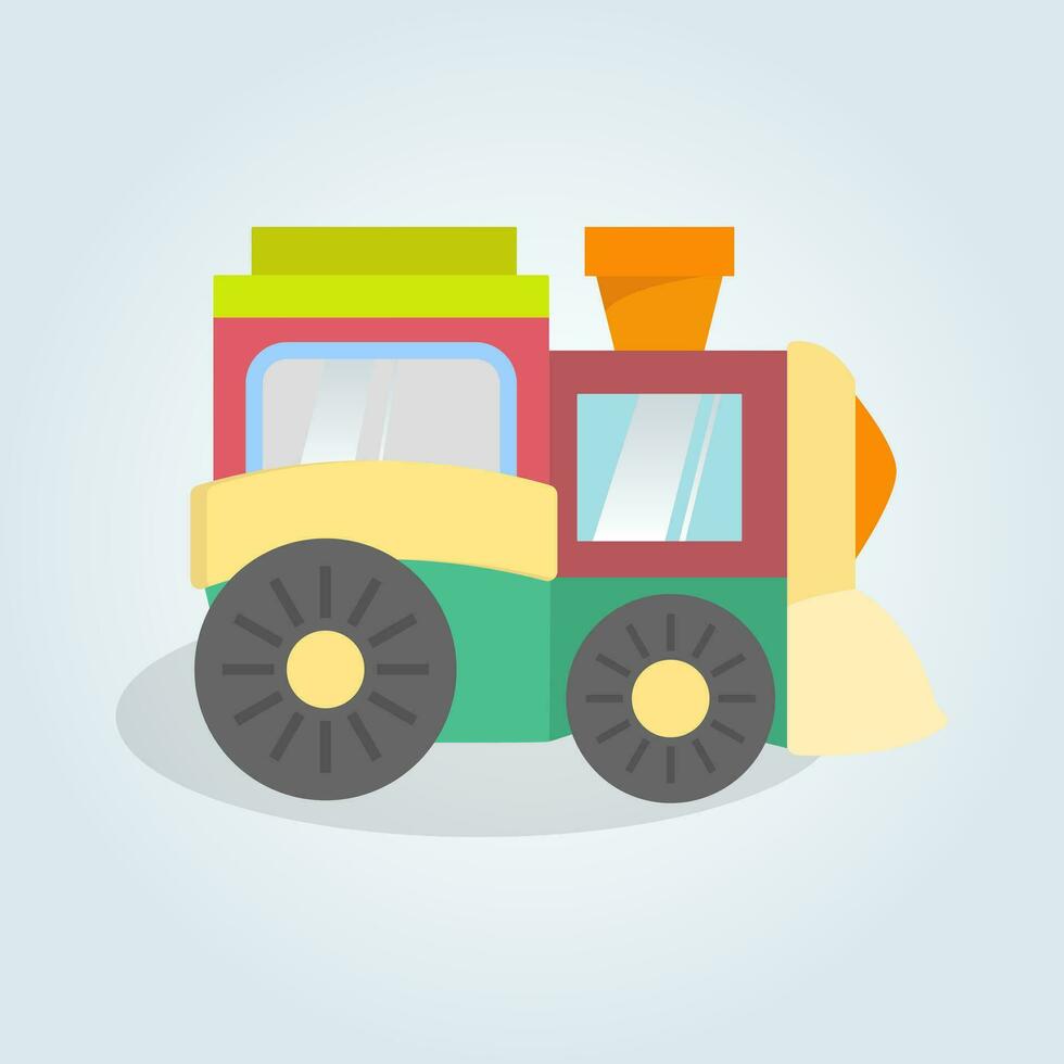 Vector locomotive cartoon. Illustration of a cute toy train.  Children toy