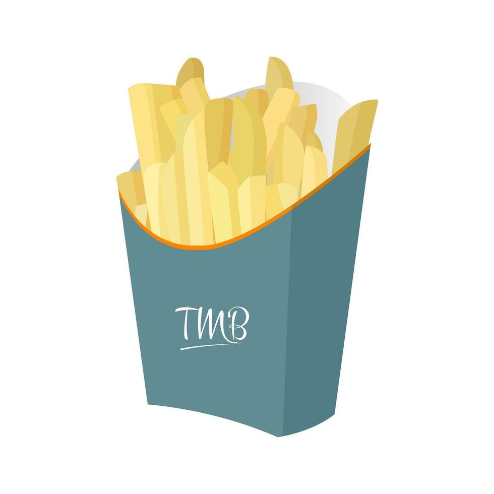 Box of french fries. Vector illustration. Clipart isolated on white background
