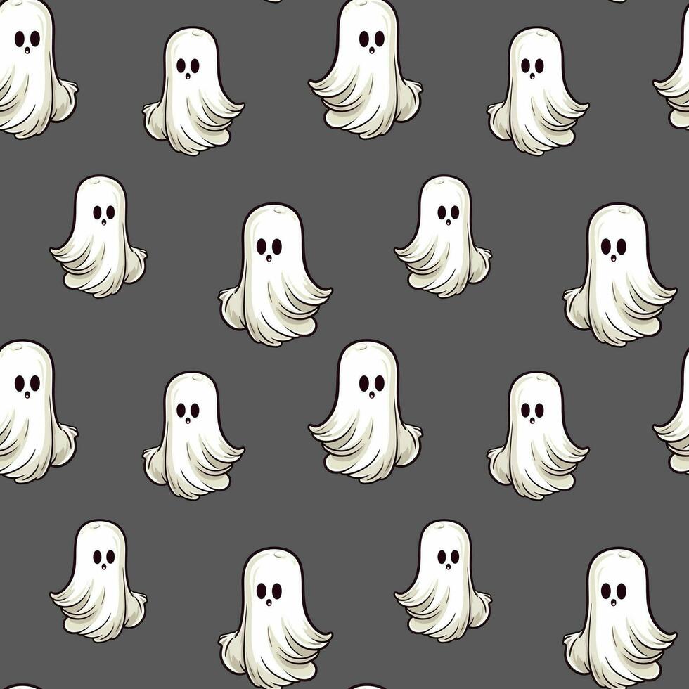 Halloween pattern with ghost. Autumn halloween background, vector seamless pattern.