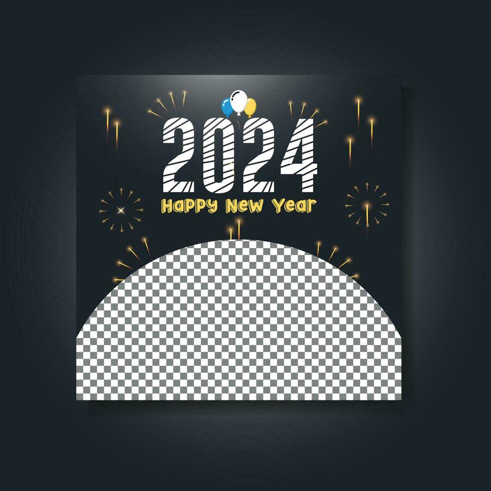 Happy new year festive social media modern square banner design free vector
