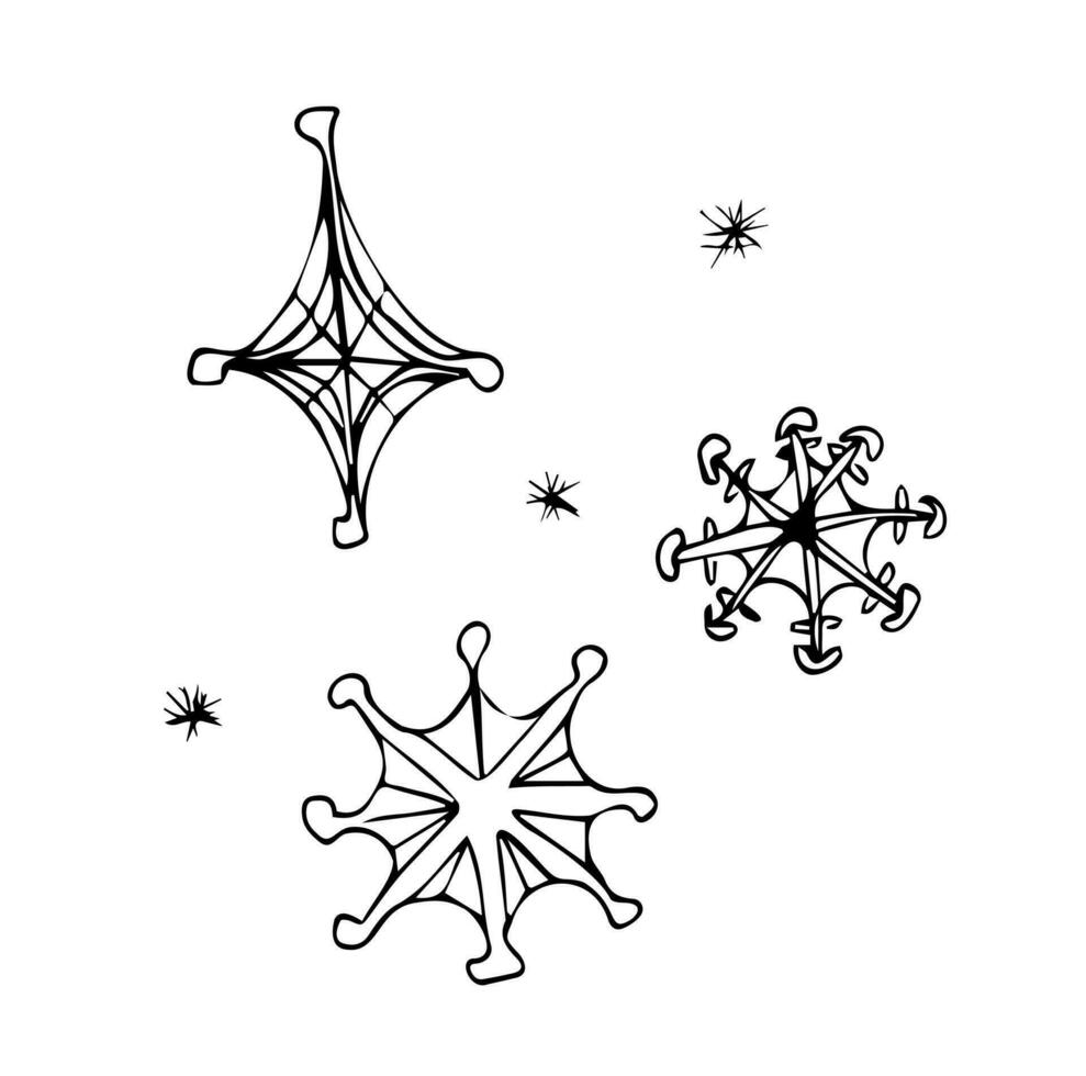 Snowflake hand drawn doodle vector illustration. Winter concept