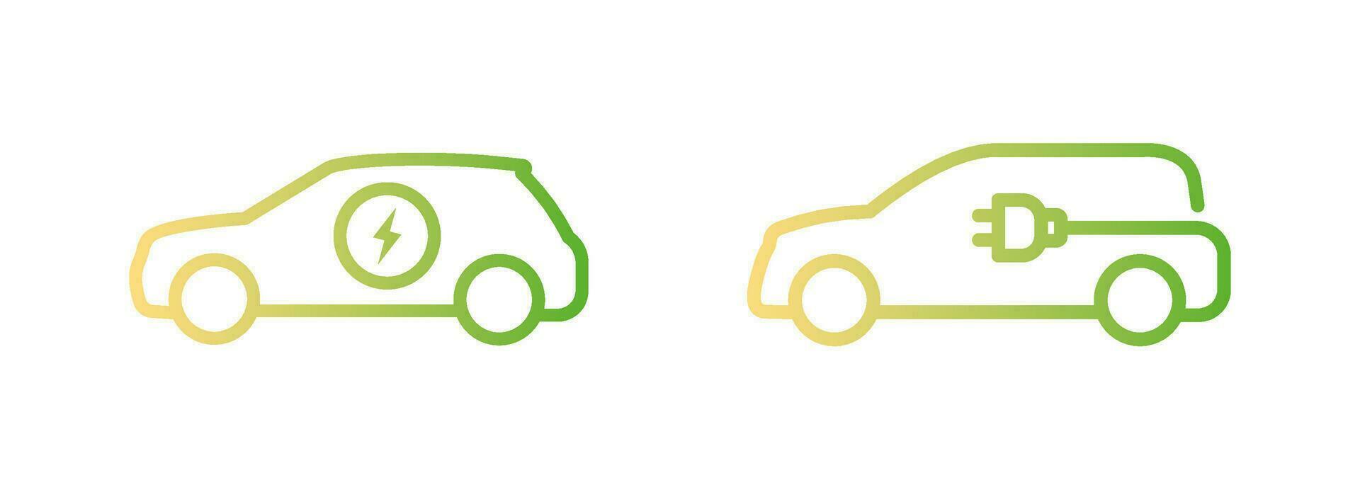 Electric car icon. Hybrid vehicle pictogram. Line electric car vector