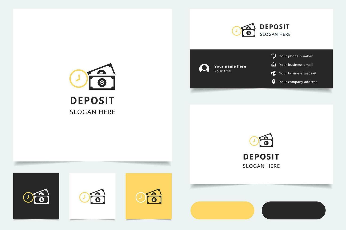 Deposit logo design with editable slogan. Branding book and business card template. vector