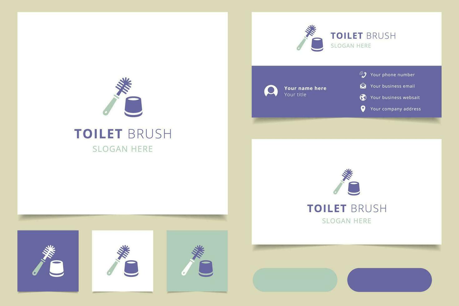 Toilet brush logo design with editable slogan. Branding book and business card template. vector