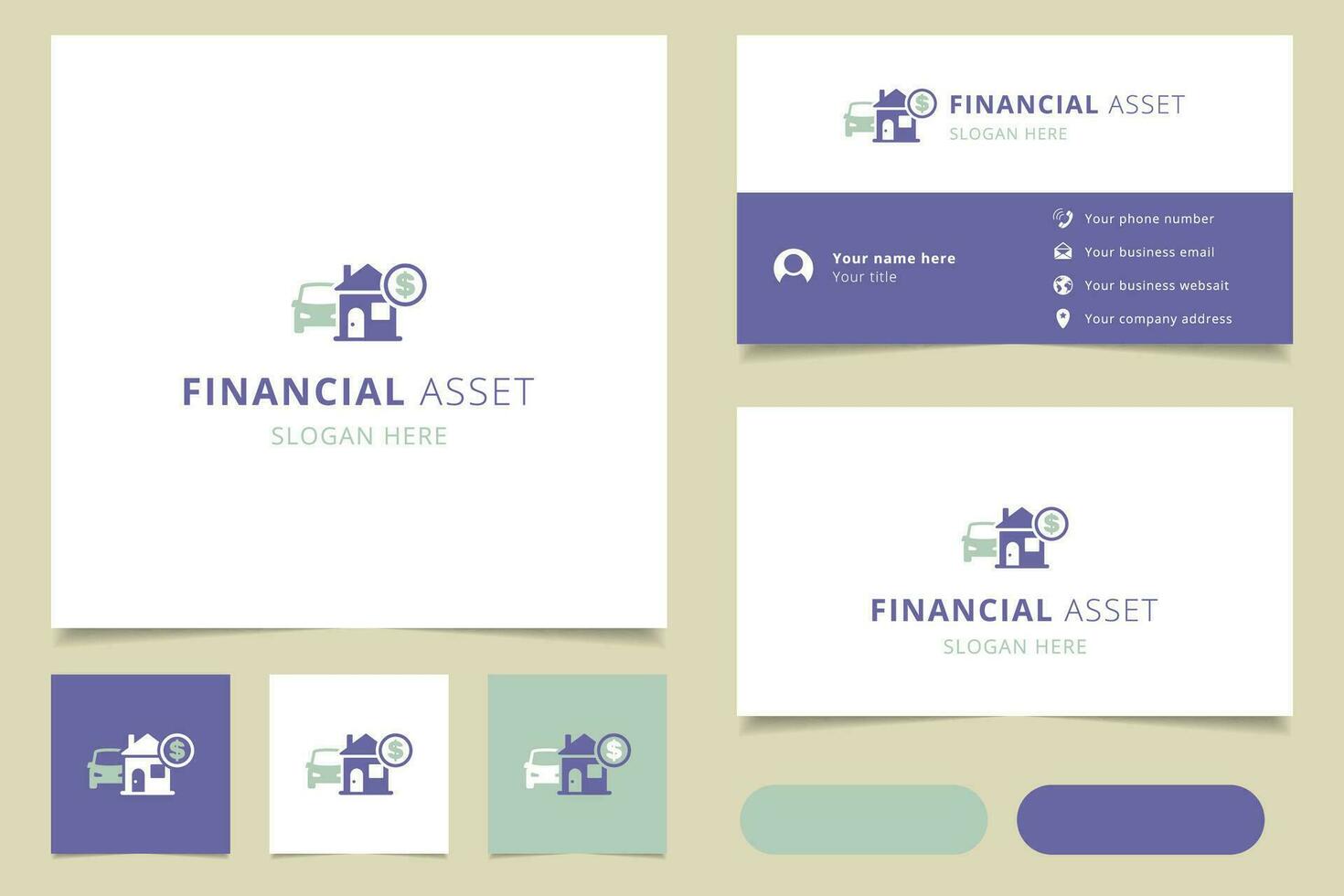 Financial asset logo design with editable slogan. Branding book and business card template. vector
