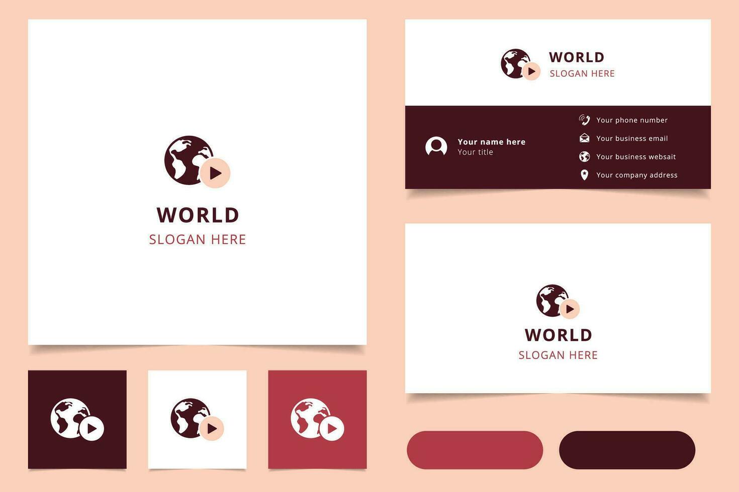 mundo logo diseño con editable eslogan. marca libro y negocio tarjeta modelo. vector