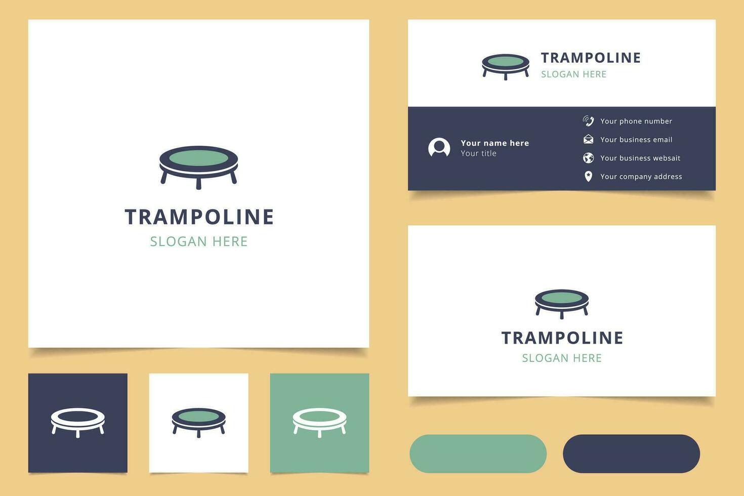 Trampoline logo design with editable slogan. Branding book and business card template. vector
