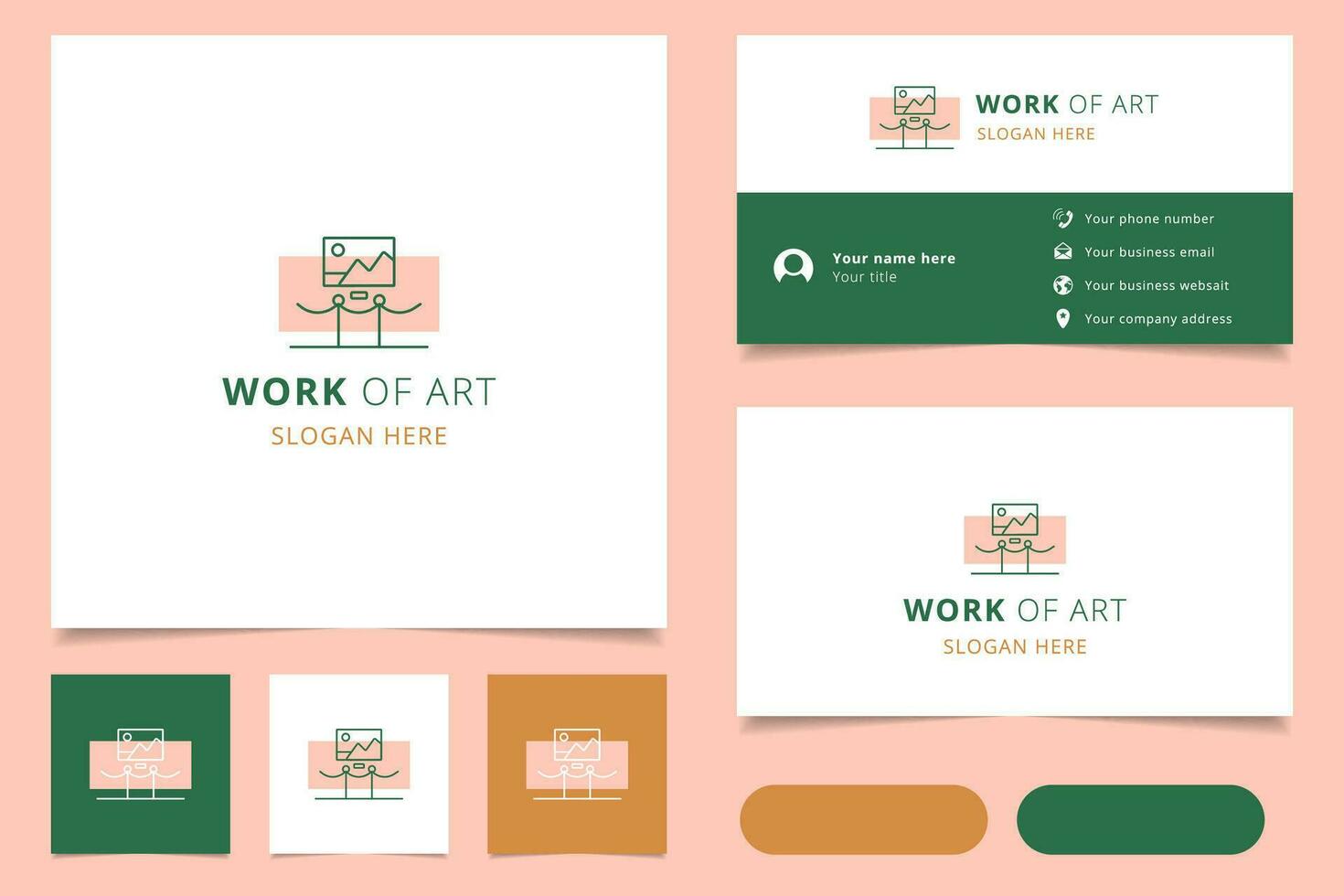 Work of art of art logo design with editable slogan. Branding book and business card template. vector