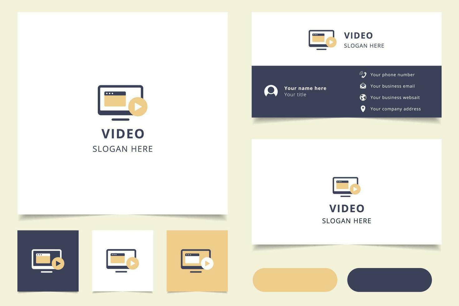 Video logo design with editable slogan. Branding book and business card template. vector