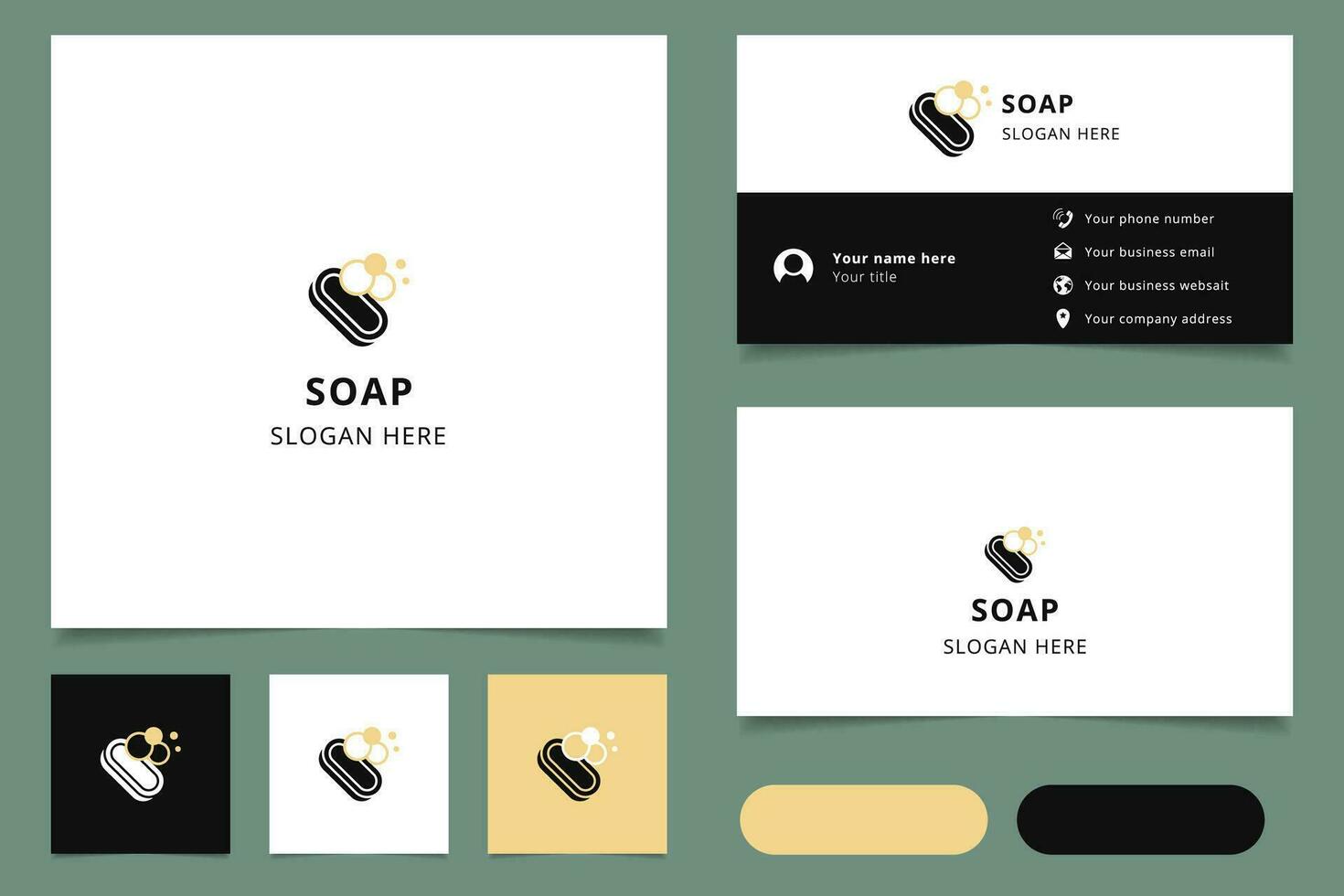 Soap logo design with editable slogan. Branding book and business card template. vector